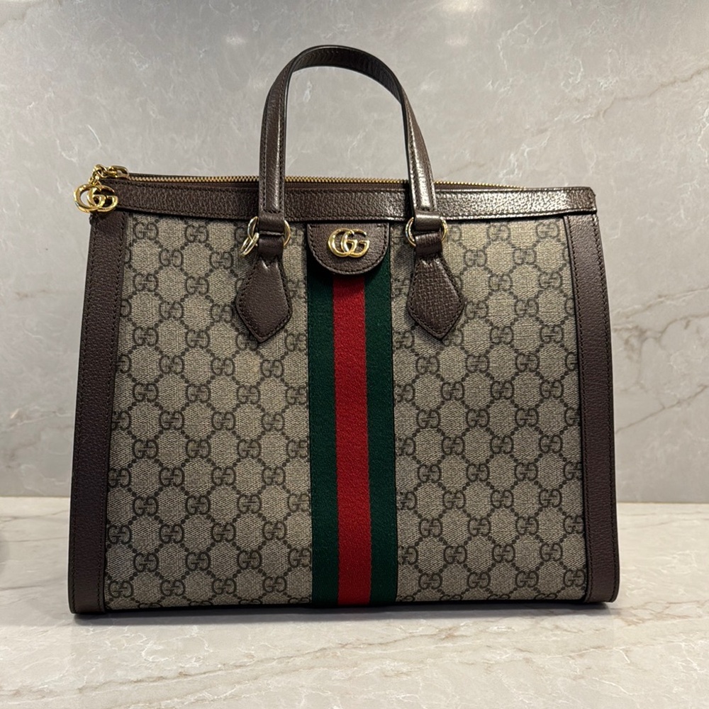 Gucci Monogram Canvas Tote Bag - Brown